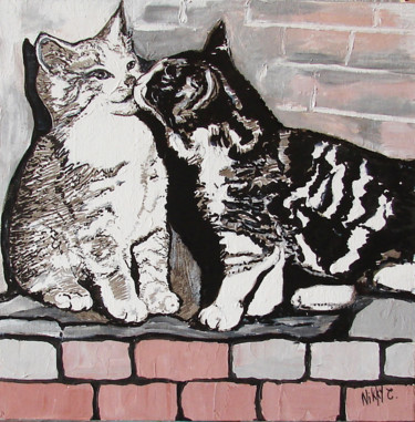 Painting titled "Chatons" by Nikky, Original Artwork, Acrylic