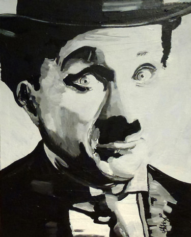 Painting titled "Chaplin" by Nikky, Original Artwork, Acrylic