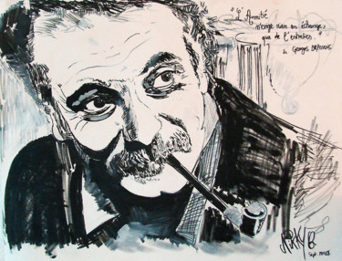 Painting titled "Brassens" by Nikky, Original Artwork, Acrylic