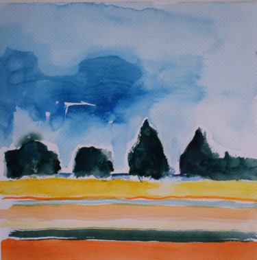 Painting titled "Untitled landscape" by Niklas Nydahl, Original Artwork, Watercolor