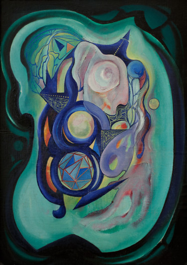 Картина под названием "a2 1969-04, 50x69 c…" - Nikned, Подлинное произведение искусства, Масло