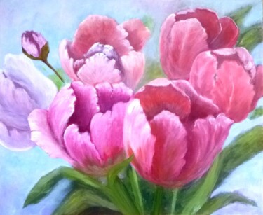 Painting titled "Tulipes printanières" by Larissa Nikoleit, Original Artwork, Acrylic