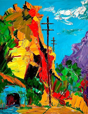 Pittura intitolato "Mountains of Malibu" da Nikol Aghababyan, Opera d'arte originale, Olio