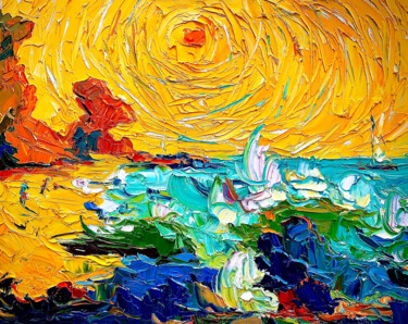 Painting titled "The Sea and the Sun" by Nikol Aghababyan, Original Artwork, Oil