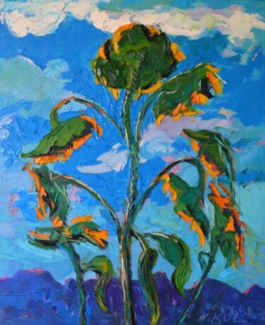 Painting titled "The Sunflowers" by Nikol Aghababyan, Original Artwork, Oil