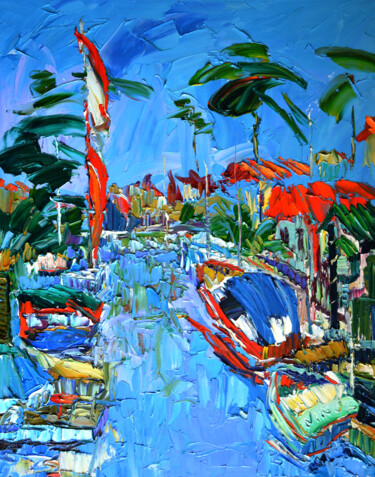 Pintura intitulada "Sunset Beach" por Nikol Aghababyan, Obras de arte originais, Óleo