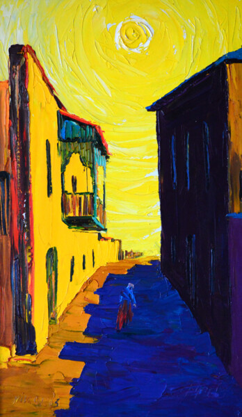 Pintura intitulada "The Sun Street, Shu…" por Nikol Aghababyan, Obras de arte originais, Óleo
