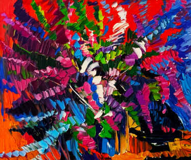 Malerei mit dem Titel "Through Lilacs" von Nikol Aghababyan, Original-Kunstwerk, Öl