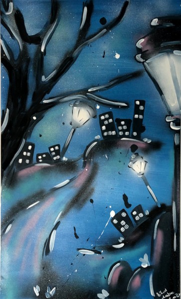 Malerei mit dem Titel "Blue concept" von Nikol Valdman, Original-Kunstwerk, Acryl