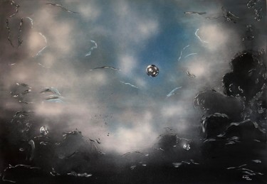Schilderij getiteld "Blue sky in space" door Nikol Valdman, Origineel Kunstwerk, Acryl
