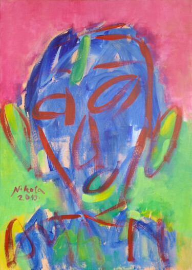 Painting titled "Young Man I" by Nikola Durdevic, Original Artwork, Acrylic Mounted on Wood Stretcher frame