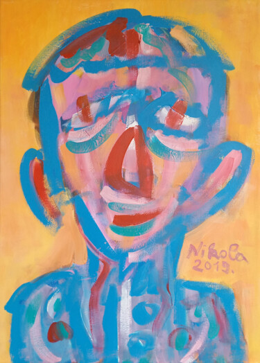 Painting titled "Young Man II" by Nikola Durdevic, Original Artwork, Acrylic Mounted on Wood Stretcher frame