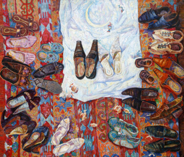 Картина под названием "Wedding" - Bakhtiyar Urakov, Подлинное произведение искусства, Масло Установлен на Деревянная рама дл…