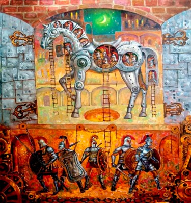 Pintura titulada "Troy" por Bakhtiyar Urakov, Obra de arte original, Oleo Montado en Bastidor de camilla de madera