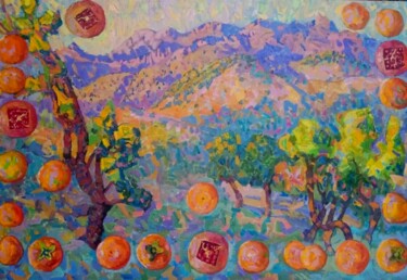 Schilderij getiteld "Abundance" door Bakhtiyar Urakov, Origineel Kunstwerk, Olie Gemonteerd op Frame voor houten brancard