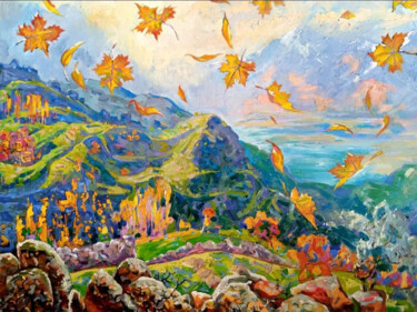 Painting titled "Light wind" by Bakhtiyar Urakov, Original Artwork, Oil Mounted on Wood Stretcher frame