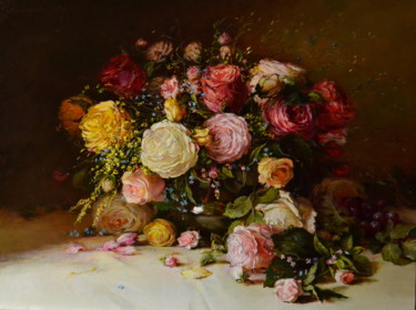 Peinture intitulée ""Розы"" par Iurii Viktorovich Nikolaev, Œuvre d'art originale