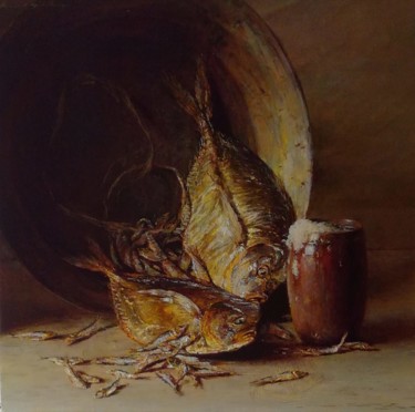 Картина под названием ""Рыба к пиву" 60x60…" - Юрий Викторович Николаев, Подлинное произведение искусства