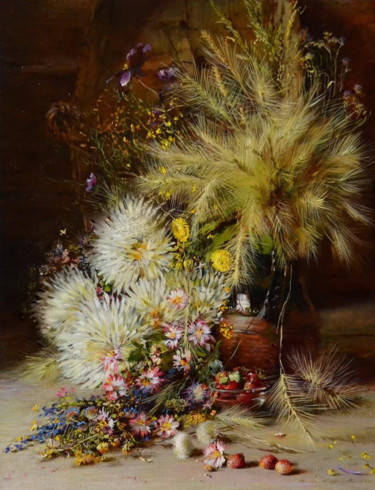 Peinture intitulée ""Цветы"" par Iurii Viktorovich Nikolaev, Œuvre d'art originale, Huile