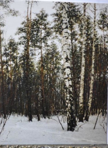 Painting titled "Березки зимой" by Iurii Viktorovich Nikolaev, Original Artwork