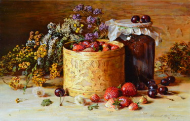 Painting titled "Клубника" by Iurii Viktorovich Nikolaev, Original Artwork, Oil