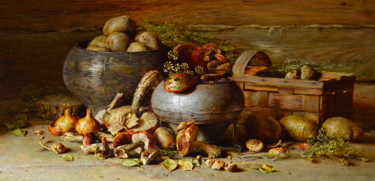 Painting titled "Натюрморт с грибами" by Iurii Viktorovich Nikolaev, Original Artwork