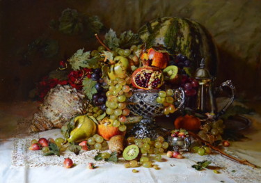 Peinture intitulée "Ваза с фруктами 70x…" par Iurii Viktorovich Nikolaev, Œuvre d'art originale