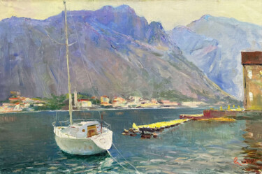 Pintura intitulada "Morning in the sea…" por Nikolai Chebotaru, Obras de arte originais, Óleo