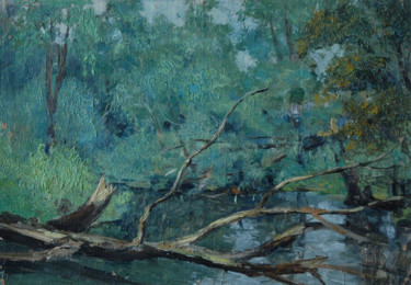 Pittura intitolato ""Pond"" da Nikolai Chebotaru, Opera d'arte originale