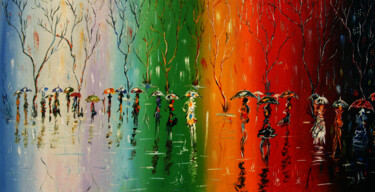 Картина под названием "Зонты сентября" - Николай Пахомов, Подлинное произведение искусства, Масло