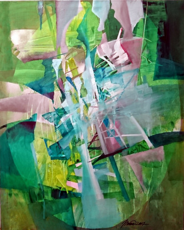 Painting titled "green winter dream" by Nikolai Taidakov, Original Artwork, Acrylic