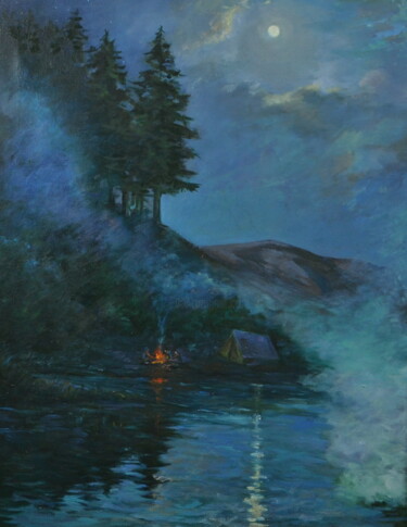 Картина под названием "Ночная уха" - Николай Зайцев, Подлинное произведение искусства, Масло
