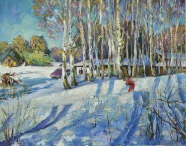 Картина под названием "На лыжной базе" - Николай Зайцев, Подлинное произведение искусства
