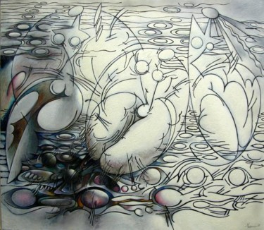 Картина под названием "INCUBATION" - Nikolai Bartossik, Подлинное произведение искусства, Масло