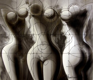 Malerei mit dem Titel "THREE GRACES" von Nikolai Bartossik, Original-Kunstwerk, Acryl