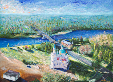 Painting titled "Cathedral on luga" by Nikolaj (Kolyan) Fomin, Original Artwork, Oil