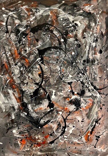 Painting titled "Abstract painting (…" by Nikolaos Santmperi, Original Artwork, Acrylic Mounted on Wood Stretcher frame