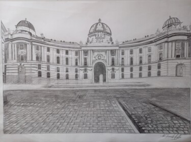 Rysunek zatytułowany „The Hofburg Palace,…” autorstwa Nikolaos Triantafyllou, Oryginalna praca, Grafit