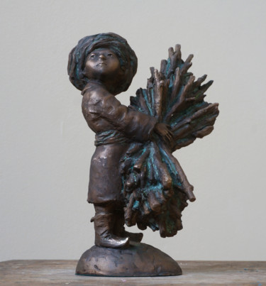 Sculpture intitulée "Firewood picker" par Nikolai Shatalov, Œuvre d'art originale, Métaux