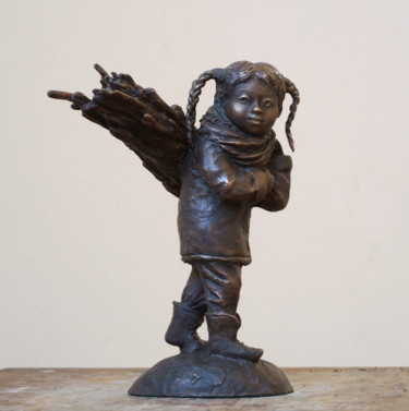 Скульптура под названием "Firewood picker. Si…" - Николай Шаталов, Подлинное произведение искусства, Металлы