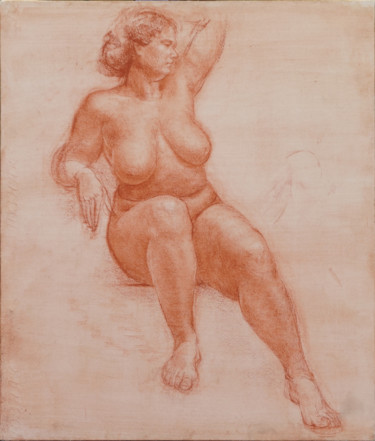 Drawing titled "Female nude" by Nikolai Shatalov, Original Artwork, Charcoal