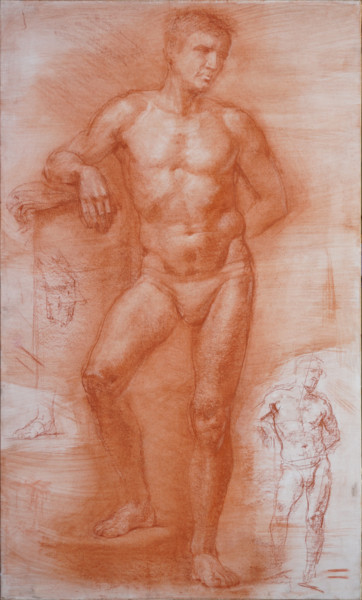 Dibujo titulada "Male figure." por Nikolai Shatalov, Obra de arte original, Carbón