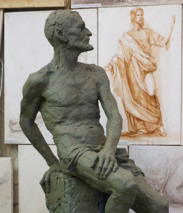 Rzeźba zatytułowany „Lifesize etude” autorstwa Николай Шаталов, Oryginalna praca, Glina