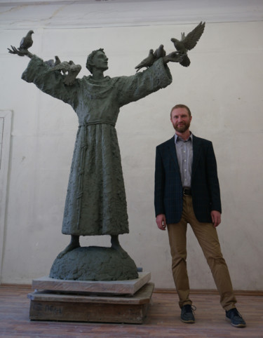Sculpture intitulée "Francesco d'Assisi.…" par Николай Шаталов, Œuvre d'art originale, Coulage