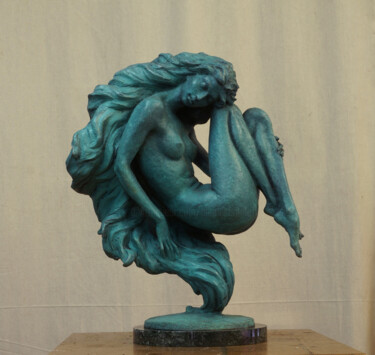 Skulptur mit dem Titel "The dream of the ri…" von Nikolai Shatalov, Original-Kunstwerk, Bronze Auf Stein montiert