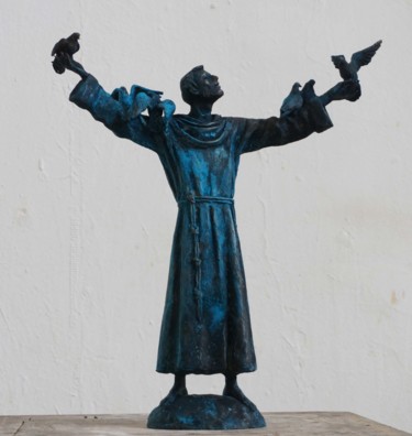 Sculpture titled "Francesco d'Assisi" by Nikolai Shatalov, Original Artwork, Bronze
