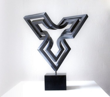 levitating bi-structure Sculpture, métaux, abstrait, œuvre d'art par Nikolaus Weiler