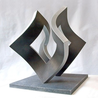 Sculpture titled "raumbiegung" by Nikolaus Weiler, Original Artwork, Metals