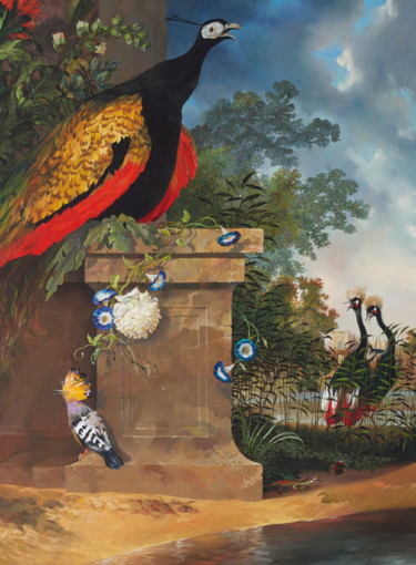Картина под названием "BIRDS IN PARK I" - Nikolay Biryukov, Подлинное произведение искусства, Масло