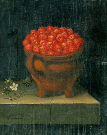Картина под названием "Strawberry II" - Nikolay Biryukov, Подлинное произведение искусства, Масло